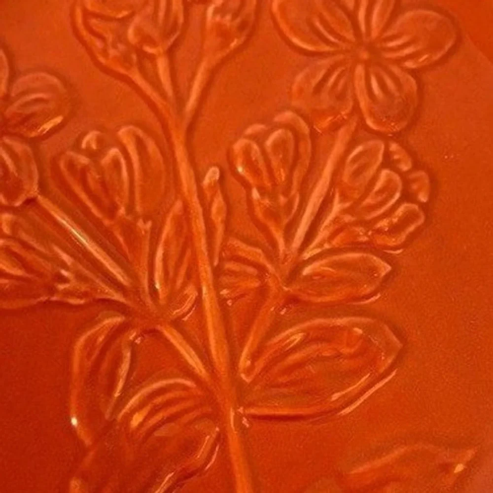 Pier1 Set of 3 Embossed Stoneware Dessert Salad Plates Floral Butterfly Rustic